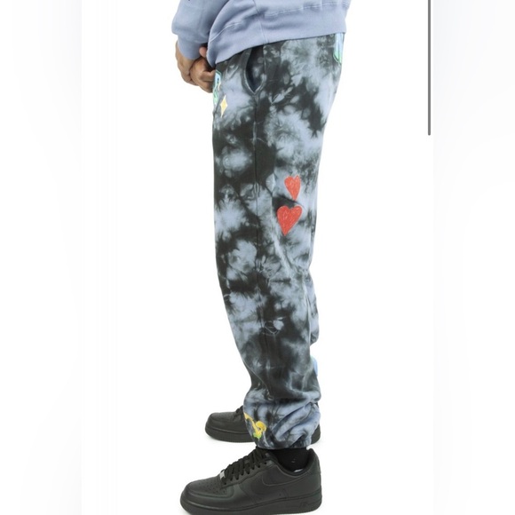 CONEY ISLAND PICNIC Nature Grey Black Graphic Tie Dye Sweatpants S - Picture 4 of 14